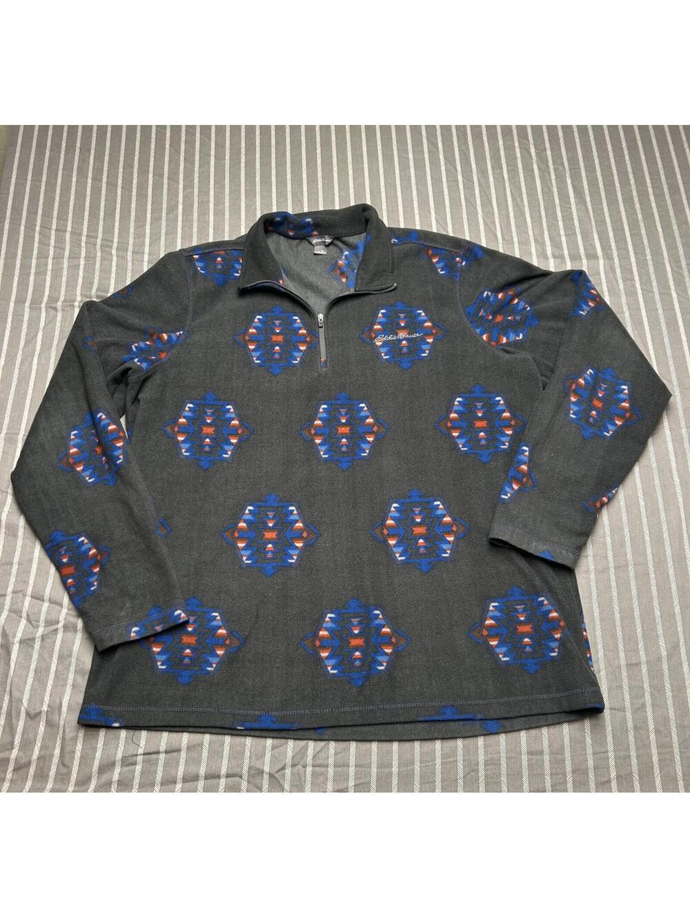 Eddie Bauer Southwestern Print Fleece 1/4 Zip Pullover Men's LT